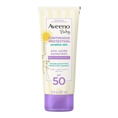 Aveeno Baby Continuous Protection® Sensitive Skin Lotion Zinc Oxide Sunscreen with Broad Spectrum SPF 50