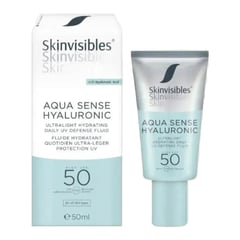 Skinvisibles Aqua Sense Hyaluronic سائل خفيف للغاية مرطّب للدفاع اليومي من الأشعة فوق البنفسجية SPF 50