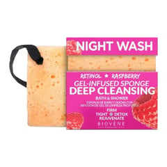 Biovène Barcelona Night Wash Deep Cleansing Retinol & Raspberry Gel-Infused Sponge