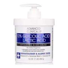 Advanced Clinicals 10% Glycolic Acid + Lactic Acid Exfoliating Body Cream