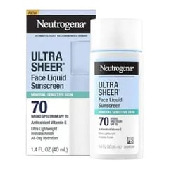 Neutrogena Ultra Sheer Face Liquid Sunscreen Mineral Sensitive Skin SPF 70