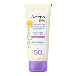 Aveeno Baby Continuous Protection® Sensitive Skin Lotion Zinc Oxide Sunscreen with Broad Spectrum SPF 50