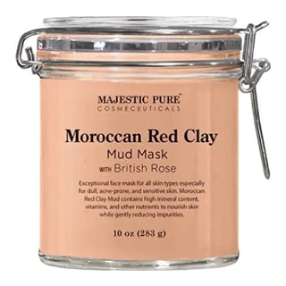 Majestic Pure Cosmeceuticals Moroccan Red Clay Facial Mud Mask with British Rose