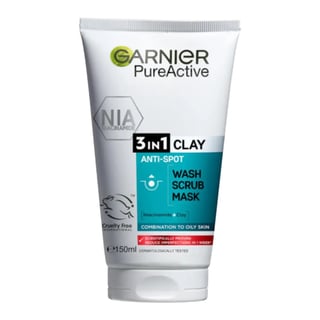 Garnier PureActive 3-In-1 Clay Wash + Scrub + Mask