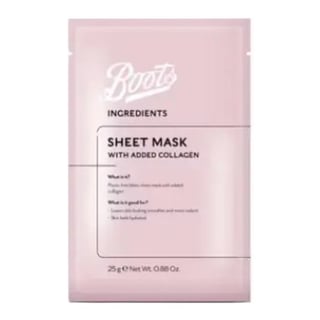 Boots Ingredients Sheet Mask With Added Collagen