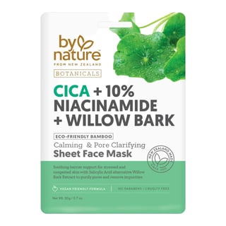 By Nature Cica + 10% Niacinamide + Willow Bark Calming & Pore Clarifying Sheet Mask