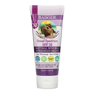 Badger Lavender Broad Spectrum SPF 30 Zinc Oxide Sunscreen Cream