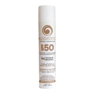 AussieZinc Mineral Sunscreen Sheer Medium Tint SPF50 Hydrating Organic Mineral Zinc Sunscreen BB Cream