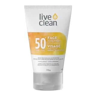 Live Clean Face Sheer Mineral Sunscreen Lotion SPF 50+