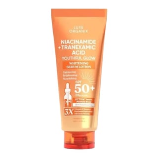 Luxe Organix Niacinamide + Tranexamic Acid Youthful Glow Whitening Serum Lotion SPF 50+