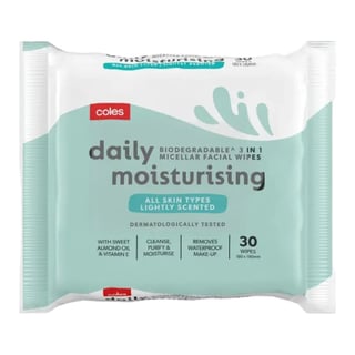 Coles 生分解性 3 in 1 ミセラ フェイシャルワイプ