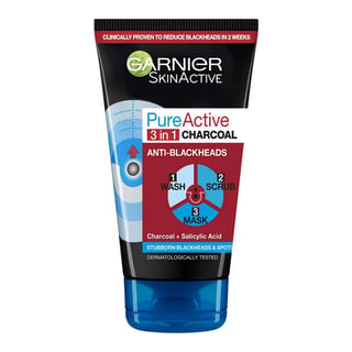 Garnier Pure Active Intensive 3 in 1 Charcoal Blackhead Mask Wash Scrub