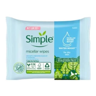 Simple Skincare Micellar Water Boost Biodegradable Wipes