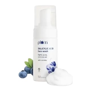 Plum Goodness 1% Encapsulated Salicylic Acid Foaming Face Wash with Glycolic Acid, Fruit AHA & Blueberry Extracts
