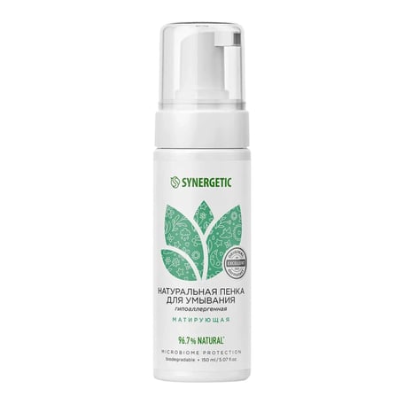 Synergetic Натуральная пенка для умывания матирующая (Mattifying Foam Wash)
