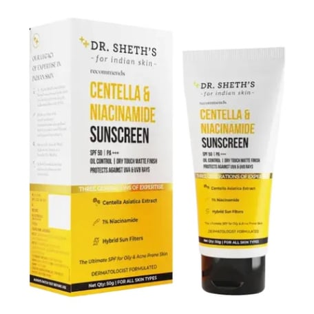 Dr. Sheth's Centella & Niacinamide Sunscreen SPF50