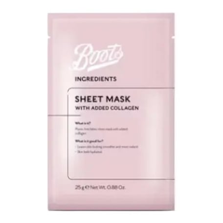 Boots Ingredients Sheet Mask With Added Collagen