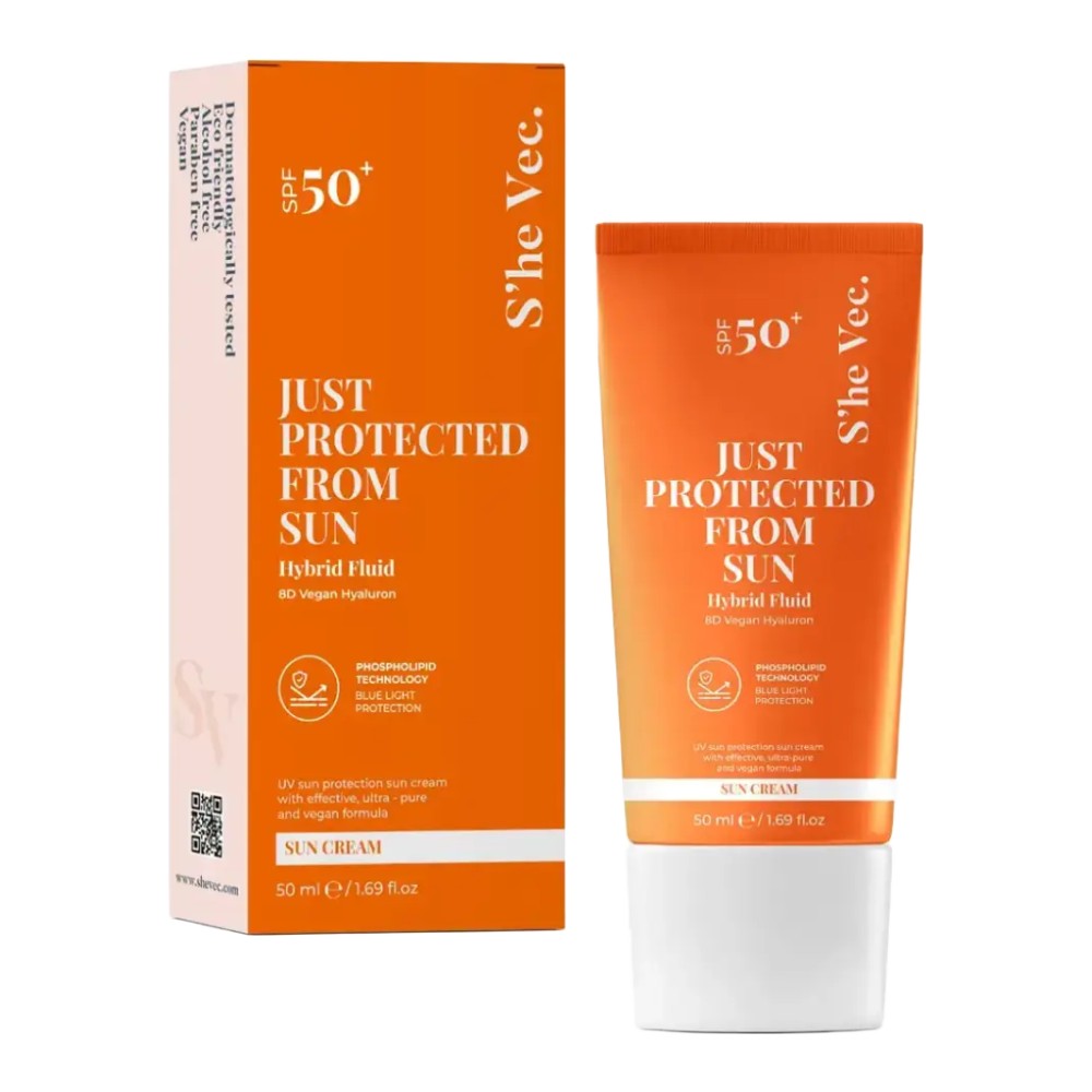 S'he vec Just Protected From Sun Hybrid Fluid Sun Cream SPF 50+