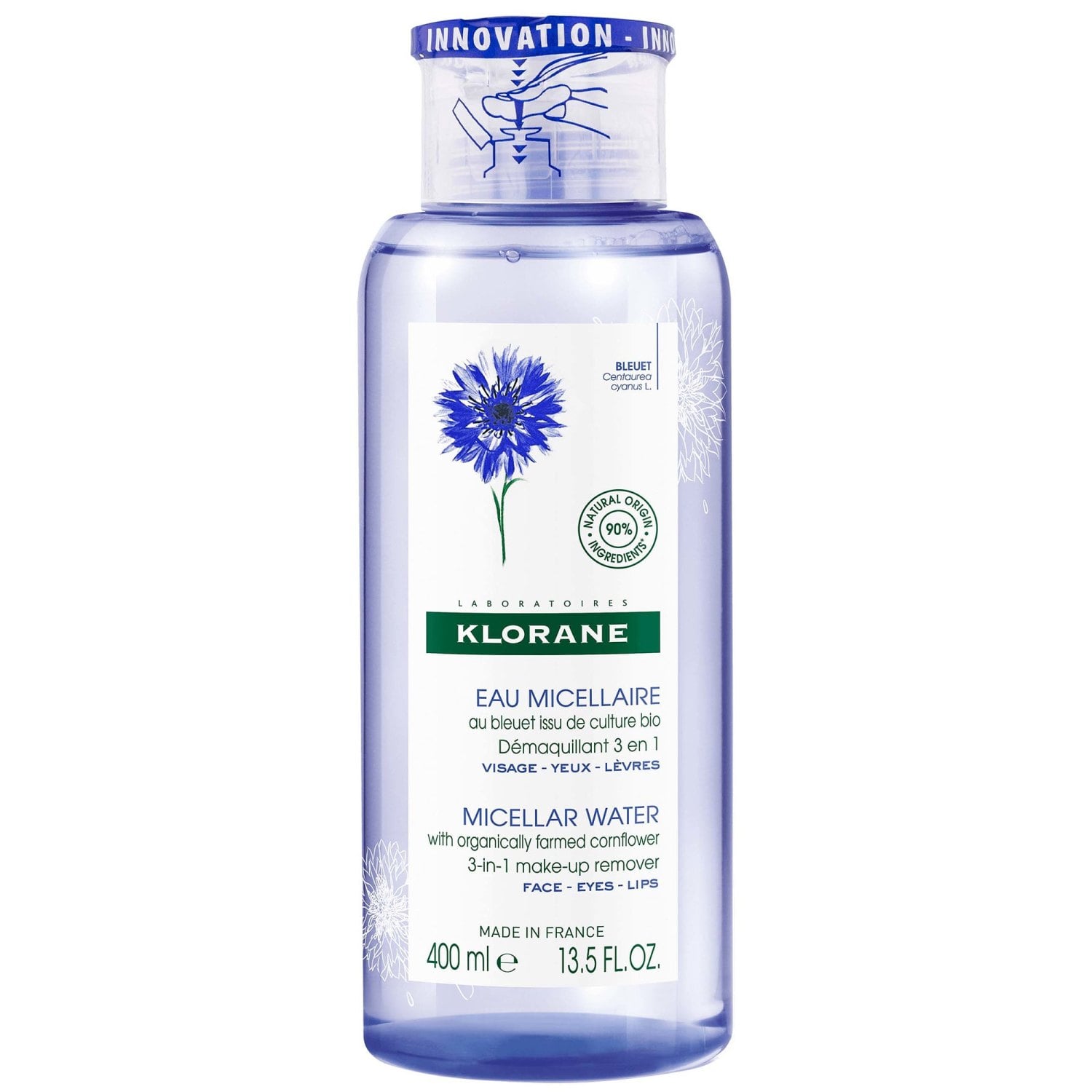 Klorane Micellar Water Makeup Remover With Cornflower