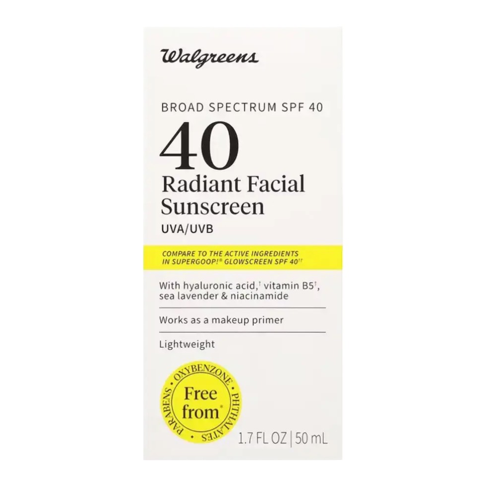 Walgreens Radiant Facial Sunscreen SPF 40