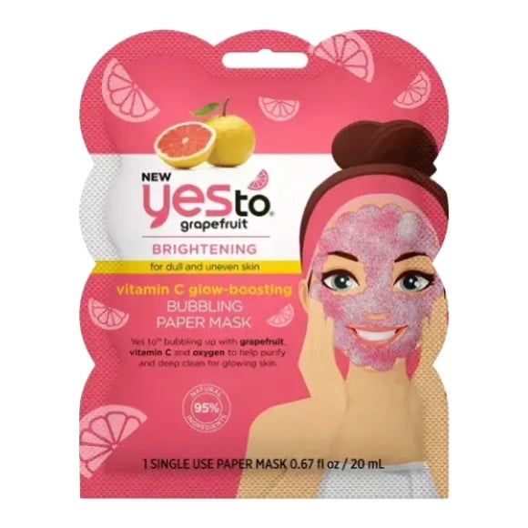 Yes To Grapefruit Vitamin C Glow Boosting Bubbling Paper Single Use Face Mask
