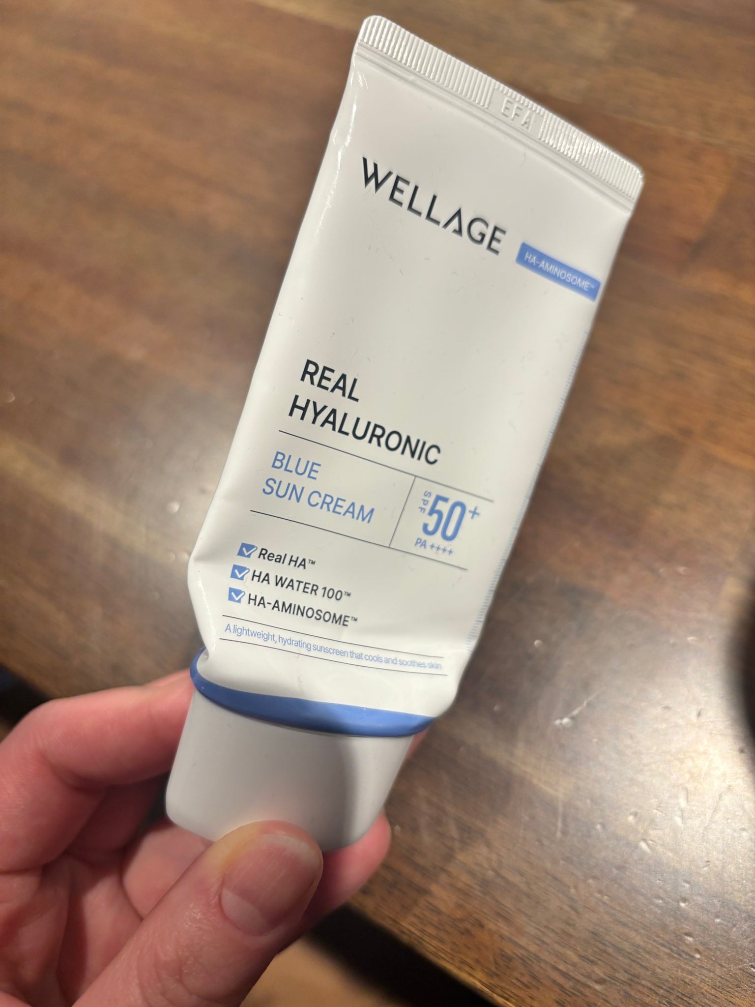 User review photo of Wellage Real Hyaluronic Blue Sun Cream SPF 50+