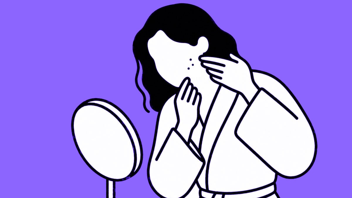 真菌性ニキビ関連成分を確認するイラスト